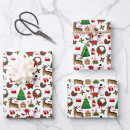 Christmas Reindeer Snowmen Xmas Gifts Wrapping Paper Sheet
