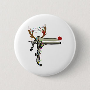 Christmas Reindeer Speculum Nurse Obgyn Obstetrics 2 Inch Round Button
