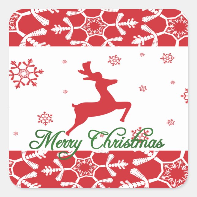 Christmas Reindeer Square Sticker (Front)