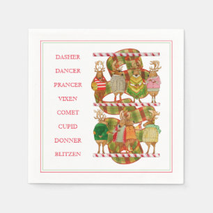 CHRISTMAS REINDEER Standard Cocktail Paper Napkins