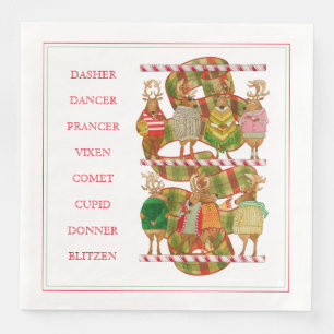CHRISTMAS REINDEER Standard Dinner Paper Napkins