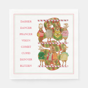 CHRISTMAS REINDEER Standard Luncheon Paper Napkins
