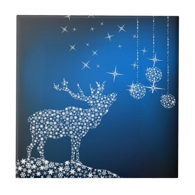 Christmas Reindeer & Stars Tile (Front)