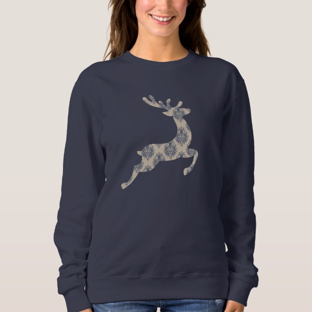 Christmas Reindeer Toile Pattern Sweater (Front)