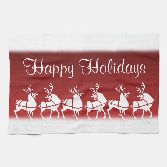 Christmas Reindeer Towel Custom Holiday Tea Towels (Horizontal)