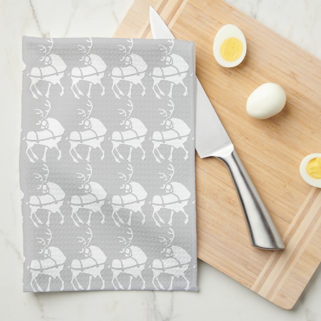 Christmas Reindeer Towel Custom Holiday Tea Towels (Quarter Fold)