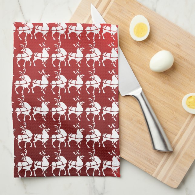 Christmas Reindeer Towel Custom Holiday Tea Towels (Quarter Fold)