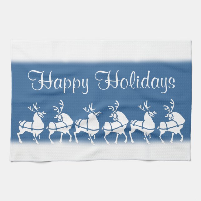 Christmas Reindeer Towel Custom Holiday Tea Towels (Horizontal)