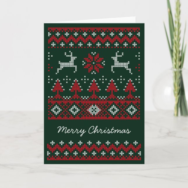 Christmas Reindeer Ugly Sweater greeting card (Front)