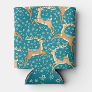 Christmas Reindeer: Vintage Seamless Pattern. Can Cooler
