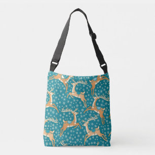 Christmas Reindeer: Vintage Seamless Pattern. Crossbody Bag