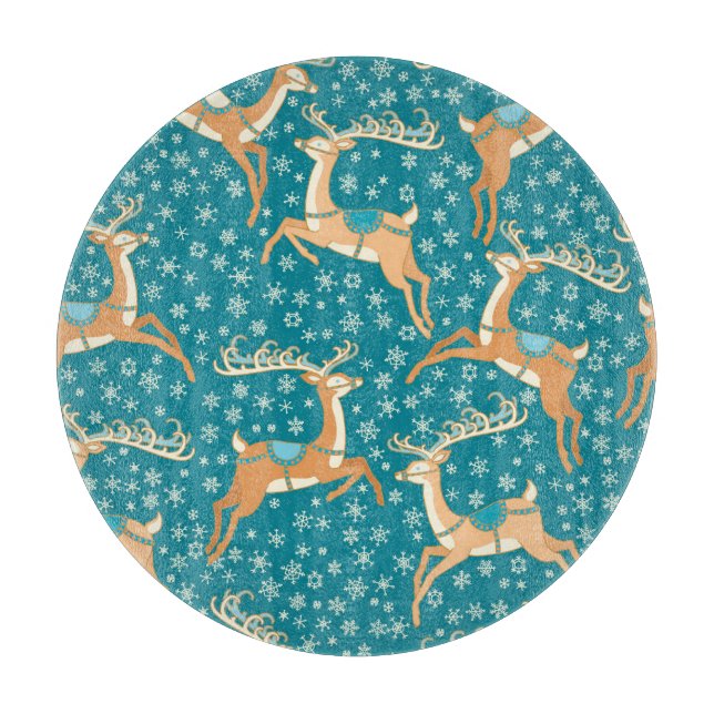 Christmas Reindeer: Vintage Seamless Pattern. Cutting Board (Front)