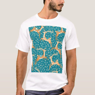 Christmas Reindeer: Vintage Seamless Pattern. T-Shirt