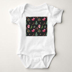 Christmas Reindeer: Watercolor Seamless Pattern Baby Bodysuit