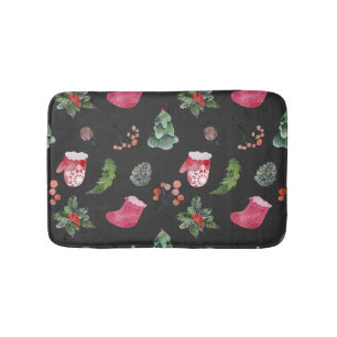 Christmas Reindeer: Watercolor Seamless Pattern Bath Mat