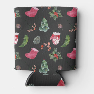 Christmas Reindeer: Watercolor Seamless Pattern Can Cooler