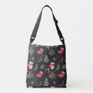 Christmas Reindeer: Watercolor Seamless Pattern Crossbody Bag