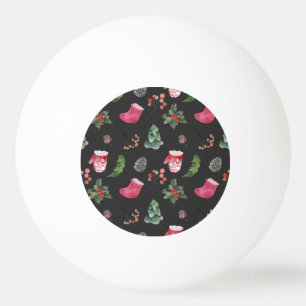 Christmas Reindeer: Watercolor Seamless Pattern Ping Pong Ball