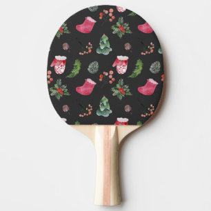 Christmas Reindeer: Watercolor Seamless Pattern Ping Pong Paddle