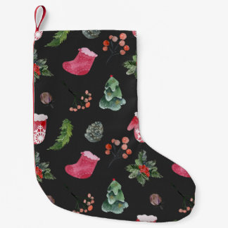 Christmas Reindeer: Watercolor Seamless Pattern Small Christmas Stocking