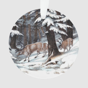 Christmas Reindeer Winter Woodland Holiday Rustic Ornament