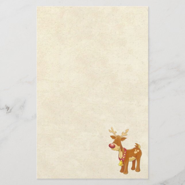 Christmas Reindeer with a Red Nose Stationery (Front)