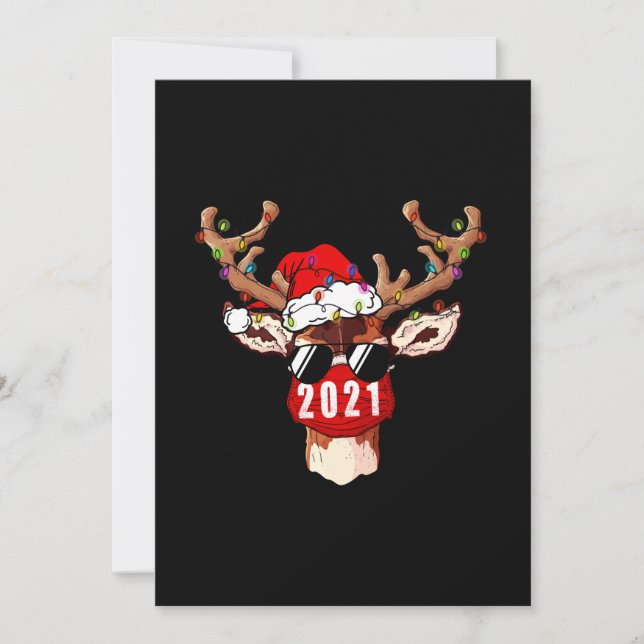Christmas-Reindeer With Face Mask Christmas Save The Date (Front)