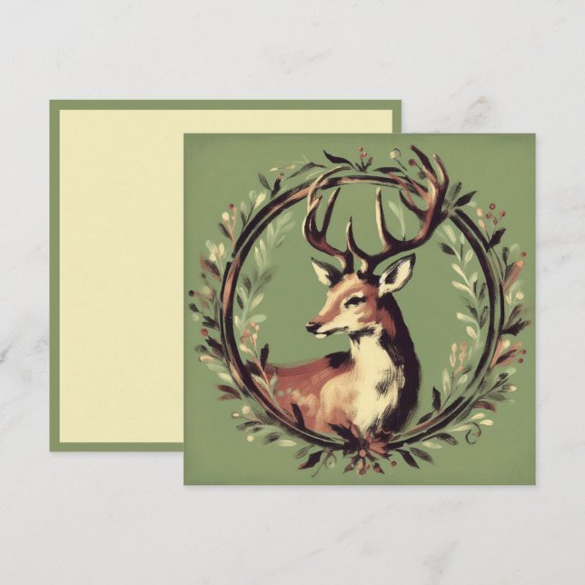 Christmas Reindeer with Holiday Wreath (Front/Back)