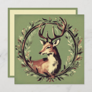 Christmas Reindeer with Holiday Wreath