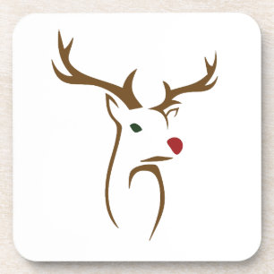 Christmas Reindeer with red nose Coaster