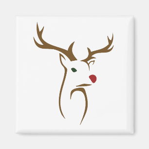 Christmas Reindeer with red nose Magnet