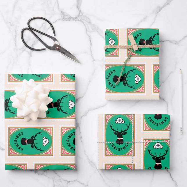 Christmas Reindeer  Wrapping Paper Sheet (Front)
