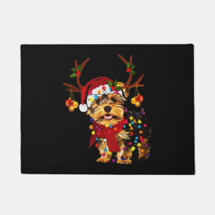 Christmas Reindeer Yorkie   Doormat