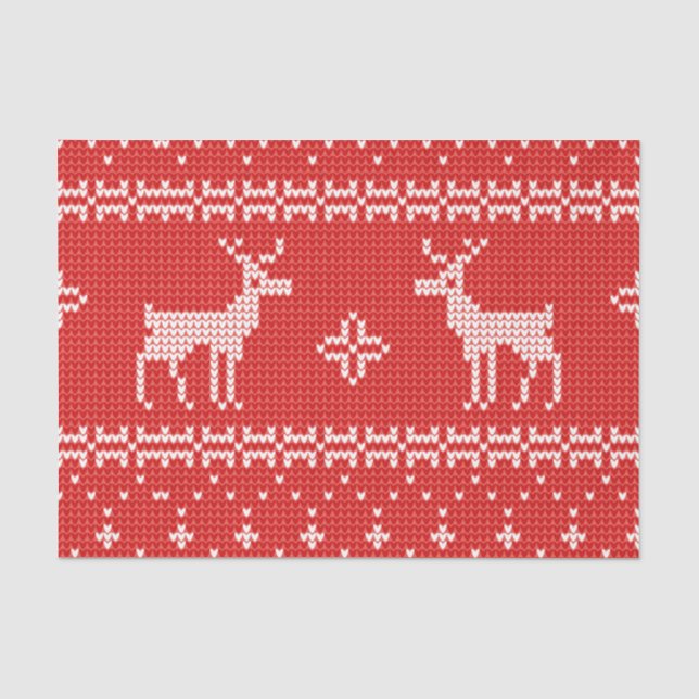 Christmas Reindeers Jumper Knit Pattern Tissue Paper (Front)