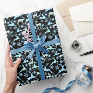 Christmas Reindeers Pattern, light cool shades 01 Wrapping Paper