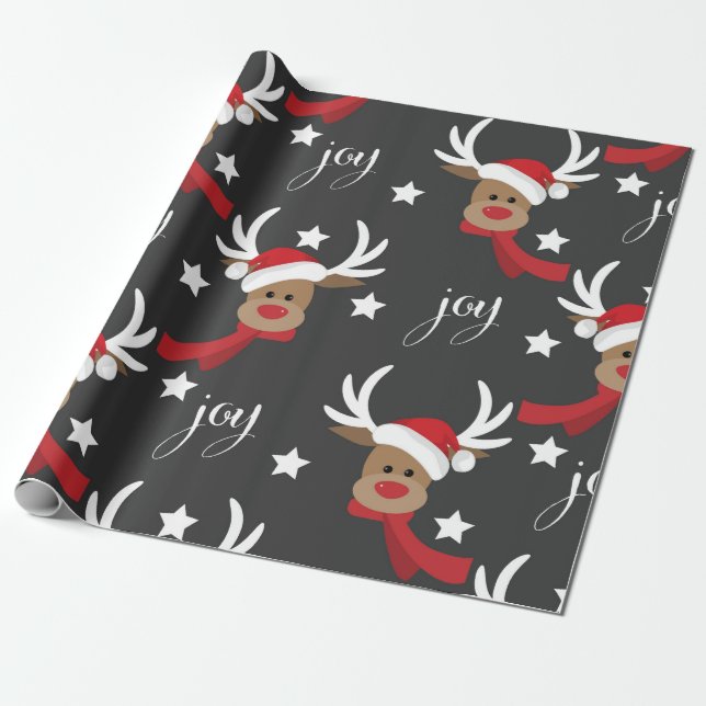 Christmas Reindeers Wrapping Paper (Unrolled)