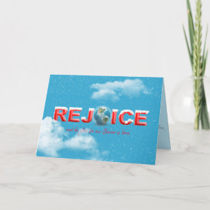 Christmas rejoice in snowflakes with earth globe card