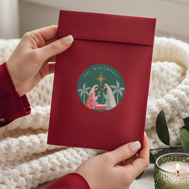 Christmas Religious Nativity Star Of Bethlehem Classic Round Sticker (Christmas Religious Nativity Star Of Bethlehem Classic Round Sticker)