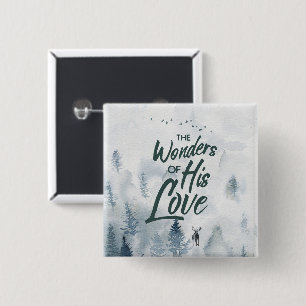 Christmas Religious Wonders of His Love Blessings 2 Inch Square Button