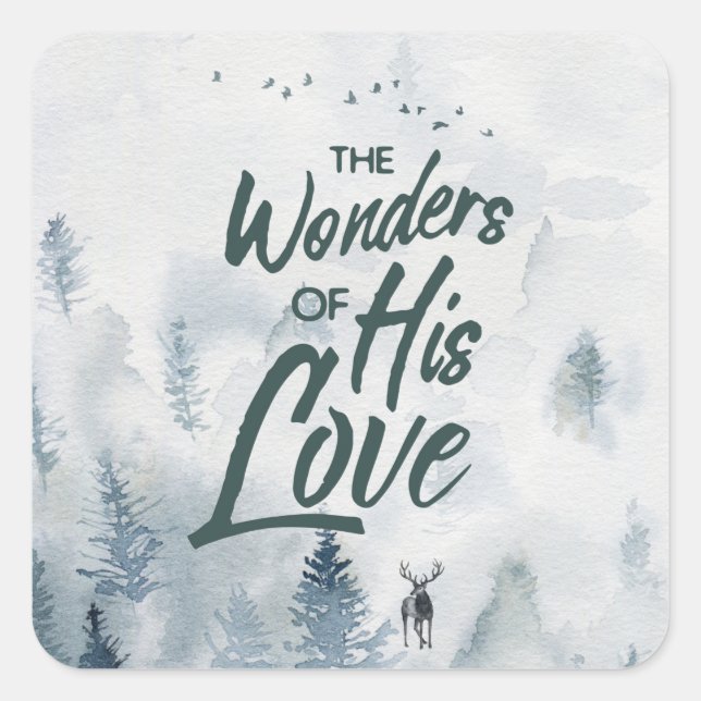 Christmas Religious Wonders of His Love Blessings Square Sticker (Front)