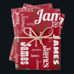 Christmas Repeating Name Red White Green Gift Wrapping Paper Sheet<br><div class="desc">Wrap your gifts with their own name with this Christmas repeating name personalized wrapping paper set of red,  white,  and green wrapping paper sheets!  Your recipient will be so excited to see their name on their own wrapping paper with name graffiti!</div>
