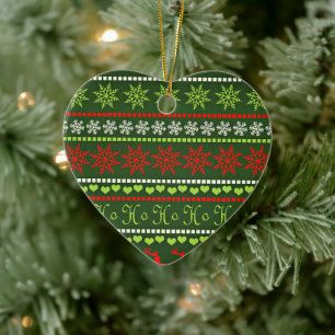 Christmas Repeating Pattern Ceramic Ornament