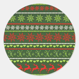 Christmas Repeating Pattern Classic Round Sticker