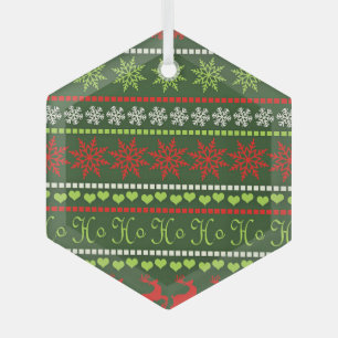 Christmas Repeating Pattern Glass Ornament