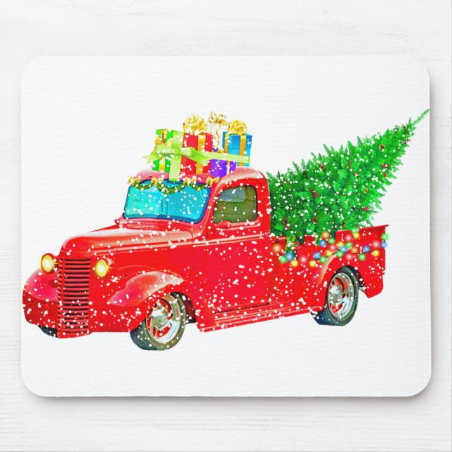 Christmas Retro Car Holiday Mouse Pad (Front)