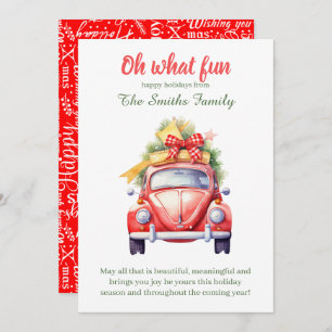 Christmas retro car postcard