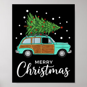 Christmas Retro Car With Christmas Tree - Merry Me Poster