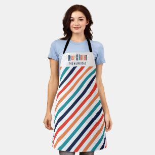 Christmas Retro Colourful Stripes Merry & Bright Apron