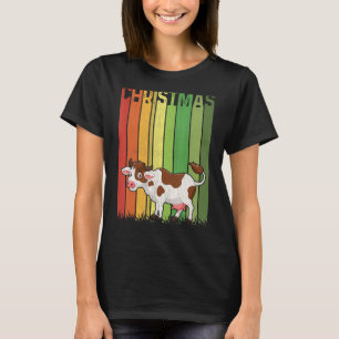 Christmas Retro Cow Cute Group Matching Xmas Holid T-Shirt