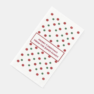 Christmas Retro Dots Pattern Green Red Napkin